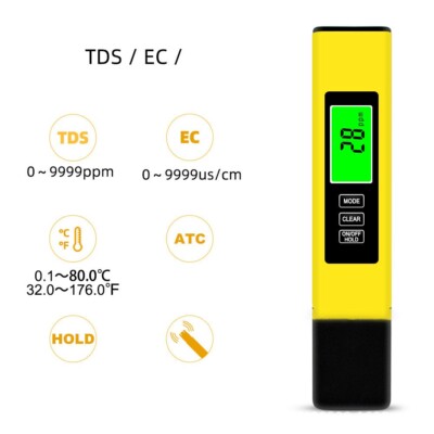 4in1 PPM Meter Digital Tester Home Drinking Water Quality Purity Test Tester