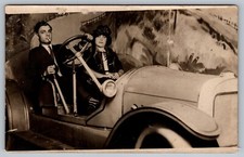 Postcard Antique Car Packard Duesenberg Studio Portrait Smoking Real Photo Rppc