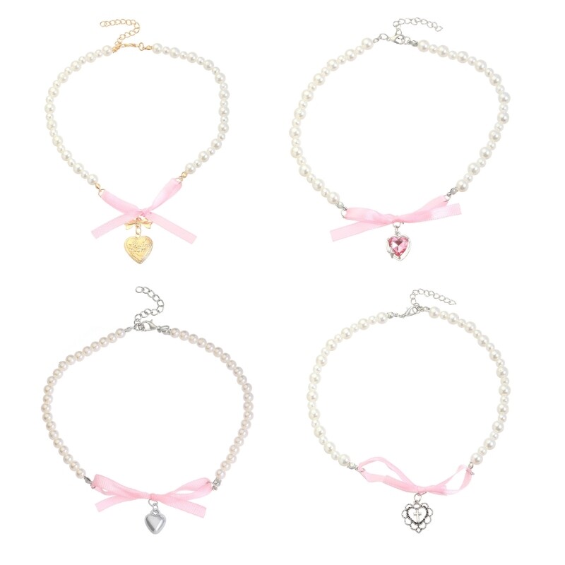 Necklace with Bowknot Heart Stylish Women s Jewelry Accessory