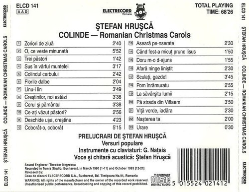 Ștefan Hrușcă – Colinde (Romanian Christmas Carols), Original CD, Romanian CD - Imagen 2 de 4