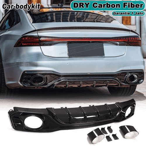 Carbon Heckdiffusor Spoiler Auspuffblenden Passt für Audi A7 Sline S7 C8 2019-21 - Bild 1 von 13