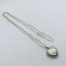 Beautiful Sterling Silver 925 Filigree Heart Locket Necklace 18" K1577