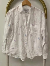 Rails Womens Charli Tie Dye Stars White Linen Blend Shirt Blouse Top Size XS