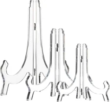 HESTYA 3 Pieces 4.5/7/9.8 Inch Clear Acrylic Easels Display Stands Plate Stands 