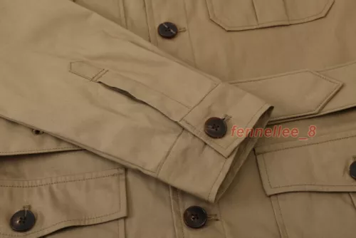 Safari Jacket Men's Four Pockets Hunting Vintage Casual Work Jacket Coat - Picture 8 of 12