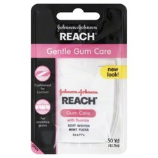 1 Pack: Johnson  Johnson Reach Gentle Gum Care Fluoride Mint Woven Floss 50 Yd