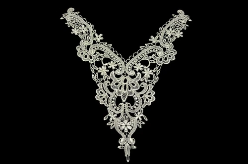 Unotrim 9"x10.5" Ivory Venice Lace Bodice Yoke Collar Applique Motif By Piece