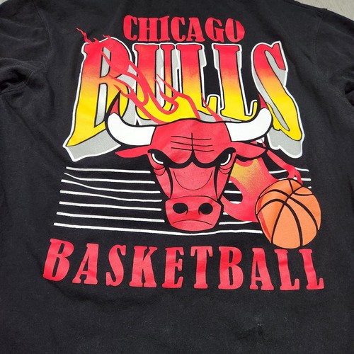 Y2K Chicago Bulls Flames Long Sleeve Back Print NBA Basketball Sz Medium - Picture 2 of 8