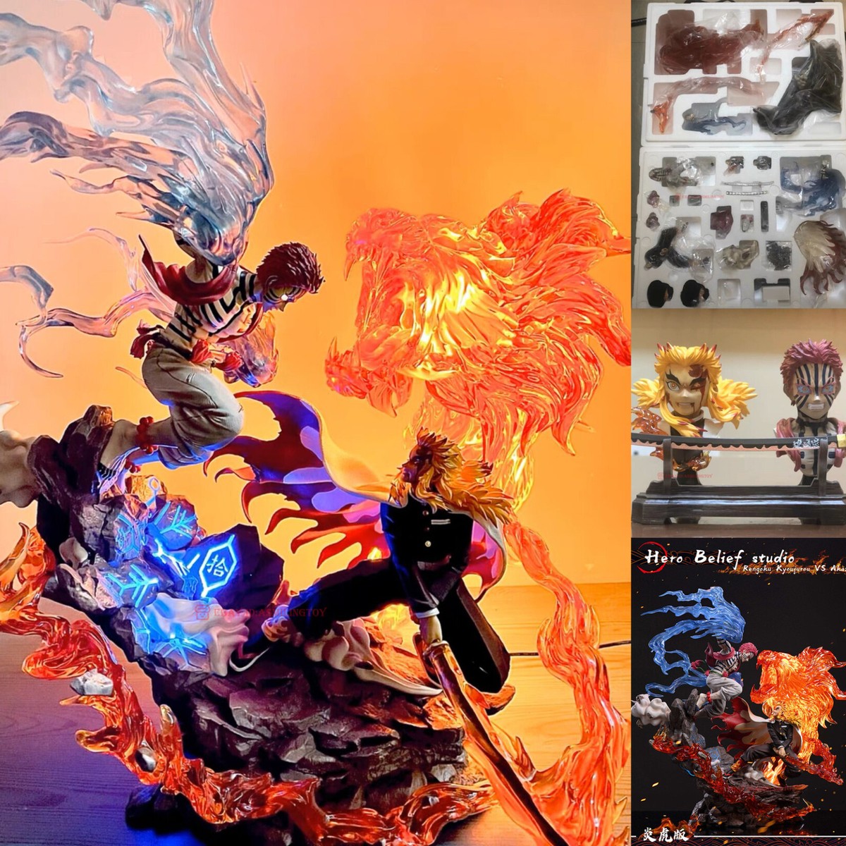 鬼滅の刃 Demon Slayer フィギュア 9体Rengoku AKAZA Demon Slayer Akaza Rengoku Set Ichiban Kuji Kimetsu no Yaiba