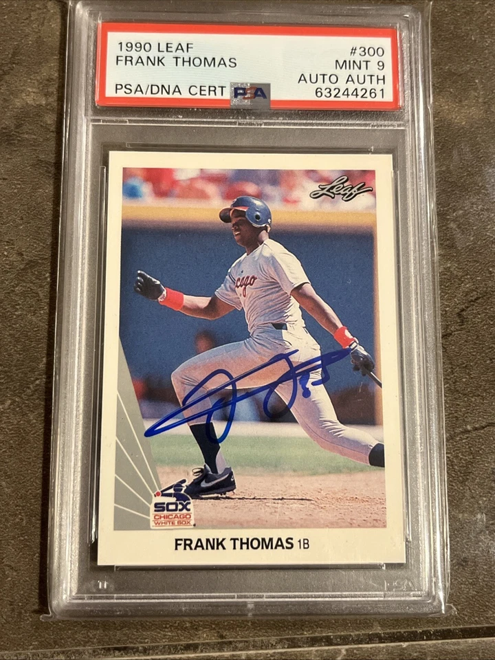 🔥⚾️Frank Thomas⚾️🔥 Tarjeta de novato 1990 Leaf AUTO RC - PSA 9 como nueva PSA/DNA #300 Foto 3 de 4