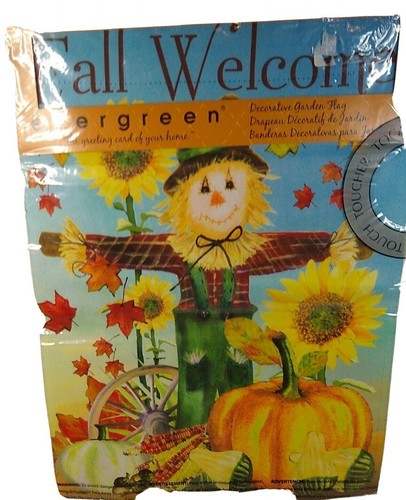 Fall Garden Flag 12 x 18 Inches Scarecrow Pumpkin New Evergreen - Picture 2 of 4
