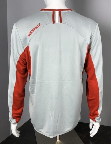 Louisville Cardinals Gray Adidas Climalite Sideline Crew Performance Sweatshirt - Picture 3 of 5