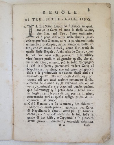 Règles Du Dilettevole Équipements de Terrain de Jeux Tre-Sette-Lucchino Tresette - Picture 3 of 4