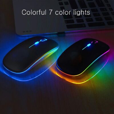 Bluetooth Maus Kabellos LED Dual Mode- Wiederaufladbare Optische Office Funkmaus Für Laptop