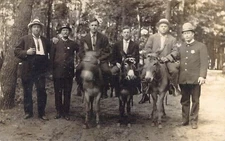 Policeman & Several Men On Burros On Unidentified Real Photo Postcard
