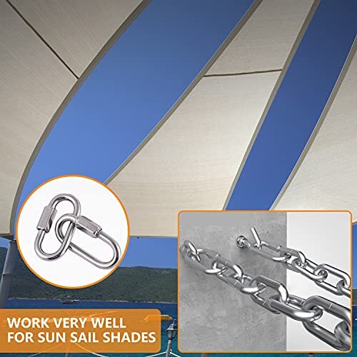 6 Pack Heavyduty Chain Hooks Quick Links 304 Stainless Steel 1/4" Locking Carabi - Picture 6 of 6