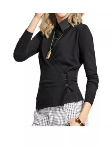 Cabi #3160 Ballet Wrap Sweater Black 