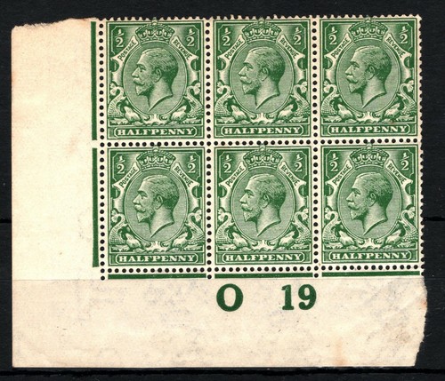GB KGV Stamps SG.356 ½d Blue-green CONTROL *O19* Block{6} UMM MNH* c£300- SS4334 - Picture 6 of 6