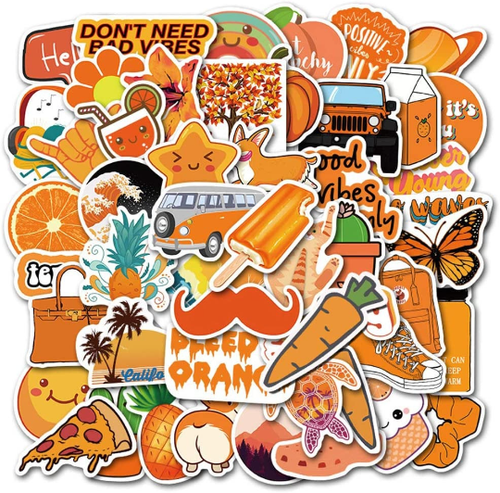 50pcs Orange with Pumpkin Cat Design for Hydro Flask Laptop Travel Stickers. - Picture 3 of 6