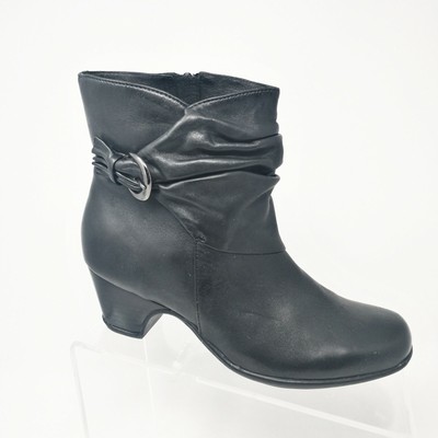 Clarks Womens Heeled Ankle Boots Black Soft Leather Size 7 Side Zip | eBay