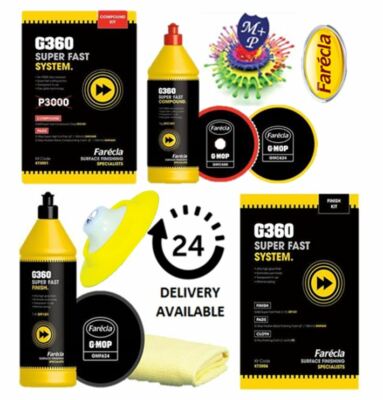 Farecla G360 Fast Compound Kit & G360 Fast Polish Kit & Backing Pad KT KITS