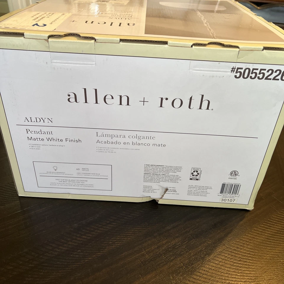 Lámpara colgante Allen + Roth Aldyn blanca mate Foto 4 de 4