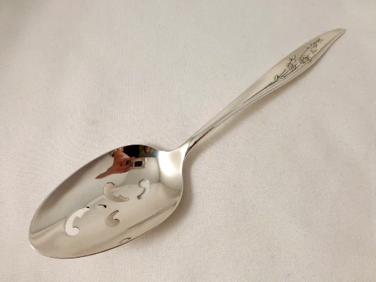 Young Love by Oneida Sterling Silver Pierced Table Serving Spoon - 8-1/4"