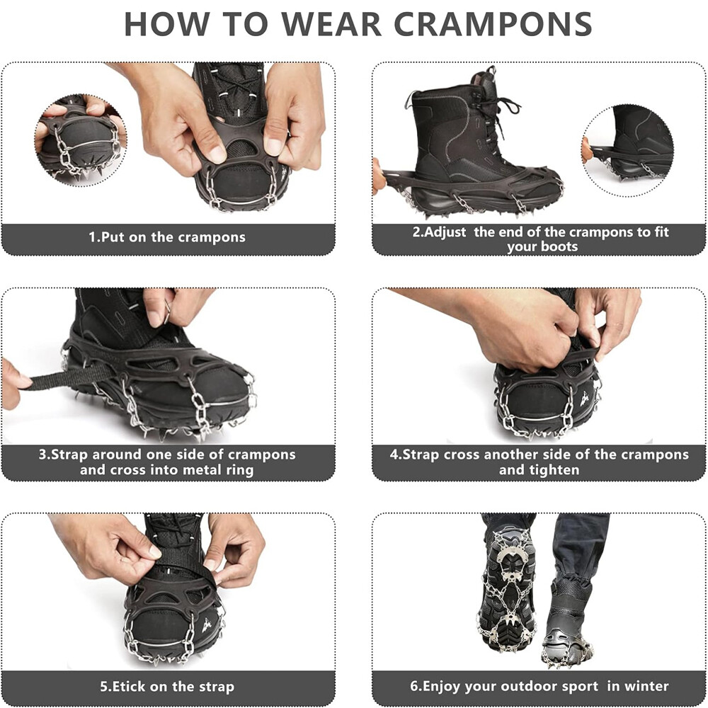 19 Teeth Ice Snow AntiSlip Grippers For Boots Shoes Grips Spikes