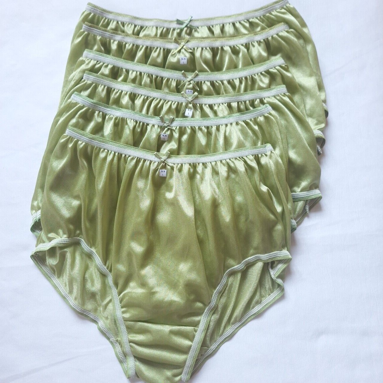 ุ6pcs Green Underwear Woman Nylon Panties Silky Soft Briefs High Waist 30