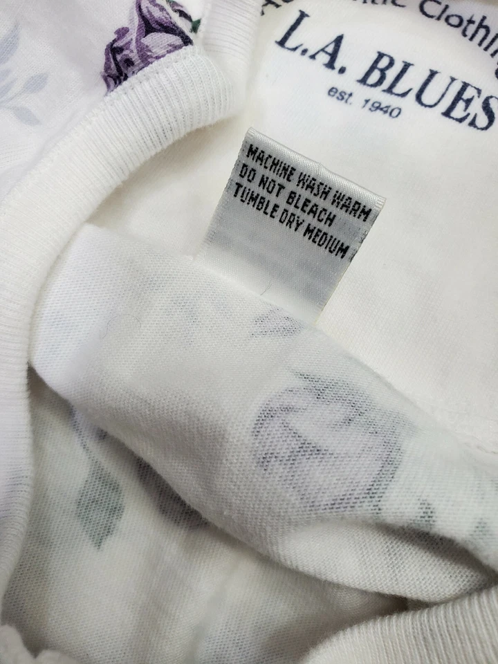 Camisa Top Blusa LA Blues Mujer Talla 18W/20W 18/20 Púrpura Verde Blanco Floral Foto 4 de 4