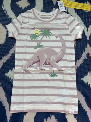 🌱ORGANIC🌱 Baby Gap | pink Dino PJ Set Sz 5 yrs - +Loving Kindness Everyday - Picture 2 of 13