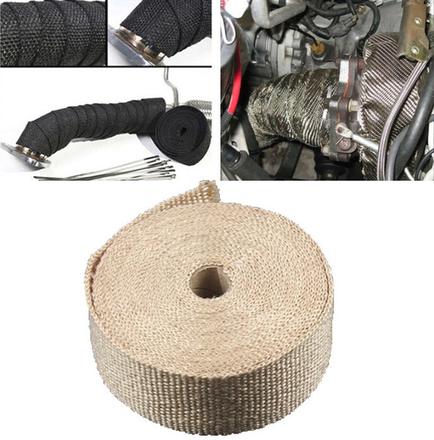 25mm X 5M Exhaust Heat Wrap Insulation Pipe Tape With 4 Stainless Tie