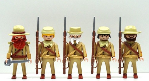 5 x SOLDIER SOUTHERNERS BUTTERNUT A BEIGE Playmobil vs. Northerners Custom RARE!