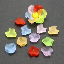 200 Mixed Color Frosted Acrylic Petal Leaves Beads Charm 15X16mm Flower Jewelry