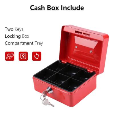 NEU 10'' ZOLL ROT KLEINGELD SPARDOSE SAFE MIT 2 SCHLÜSSELN BEQUEMER GRIFF
