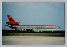 Aviation Airplane Postcard Northwest Airlines Douglas DC-10 Paris Roissy BH3