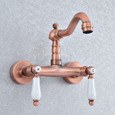 Bathroom Basin Faucet Red Copper 360 Swivel Spout Kitchen Sink Tap Wall Mounted