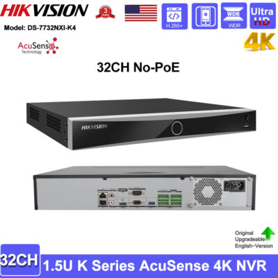 Hikvision 32ch 4K AcuSense NVR DS-7732NXI-K4 32channel Network Recorder No-PoE 