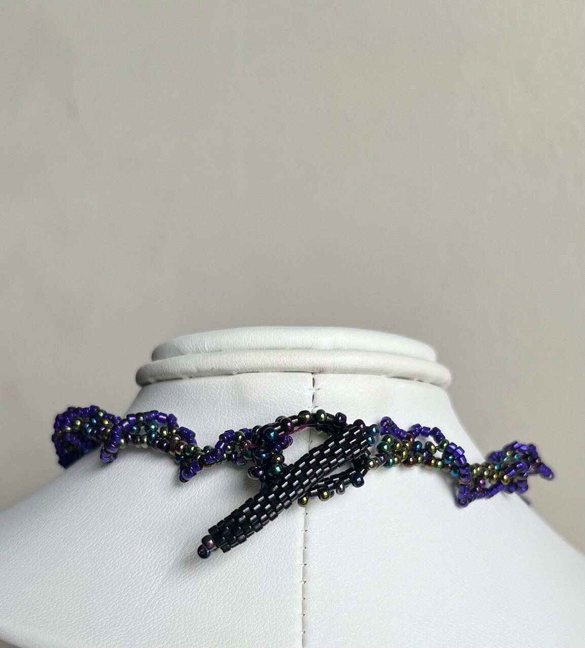 Beautiful Seedbead Cobalt Statement Necklace Hand… - image 5