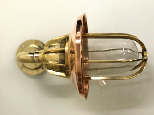 INTERIOR DESIGN BRASS SCONCE 90 DEGREE EXTERIOR WALL LAMP WITH COPPER SHADE - Picture 6 of 11