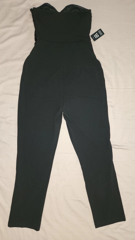 NUEVO MONO EXPRESS NEGRO LENTEJUELAS GEOMÉTRICO SIN TIRANTES SWEETHEART TALLA 2 Foto 2 de 4