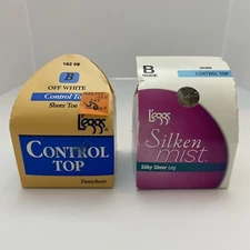 Lot of 2 Leggs Pantyhose Silken Mist Nude & Off White Control Top Sheer Toe Sz B