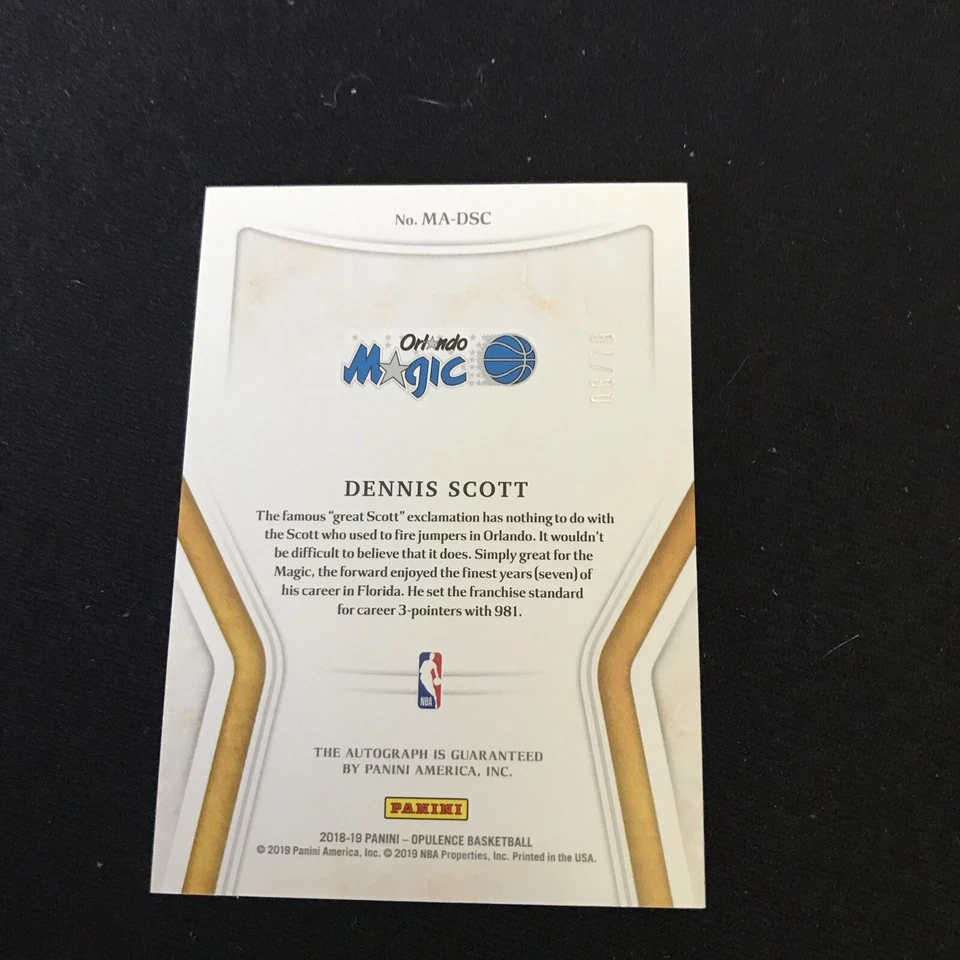 2018-19 Panini Opulence Dennis Scott Magnificent Autographs Auto #08/79 Magic Foto 2 de 2
