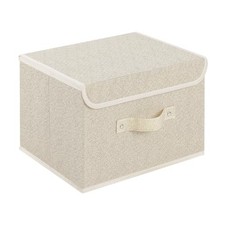 Storage Boxes, Collapsible Storage Bins with 10.2x7.9x6.7in 1-pack Beige/Gray