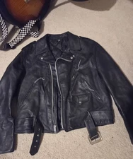 Schott Perfecto 618 Leather Jacket Black Size 46 1970s Made In USA