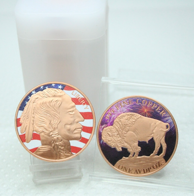Roll of 20 Indian Head Buffalo Colorized Coin 1 AVDP OZ .999 Fine