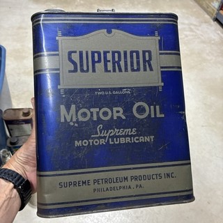 Vintage 2 Gallon SUPERIOR SUPREME PHILADELPHIA PA Advertising Gasoline Oil Can