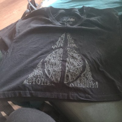 Harry Potter Women's Cropped Top The Deathly Hallows Wizarding World Black XL
