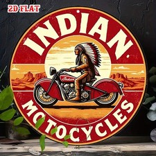 2D Flat, Vintage Rustic Aluminum Wall Art Tin Metal Signs Home D cor 8x8 Round