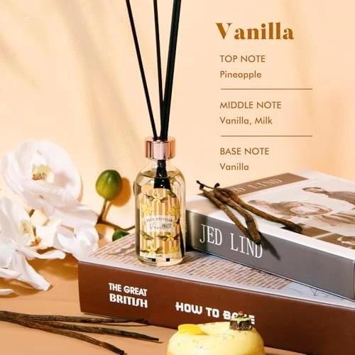 Reed diffuser set linen vanilla citrus home fragrance sticks included - Image 3 of 4